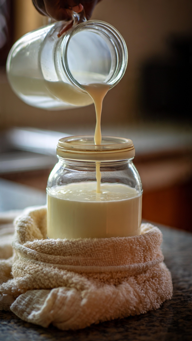 Checking yoghurt after fermentation