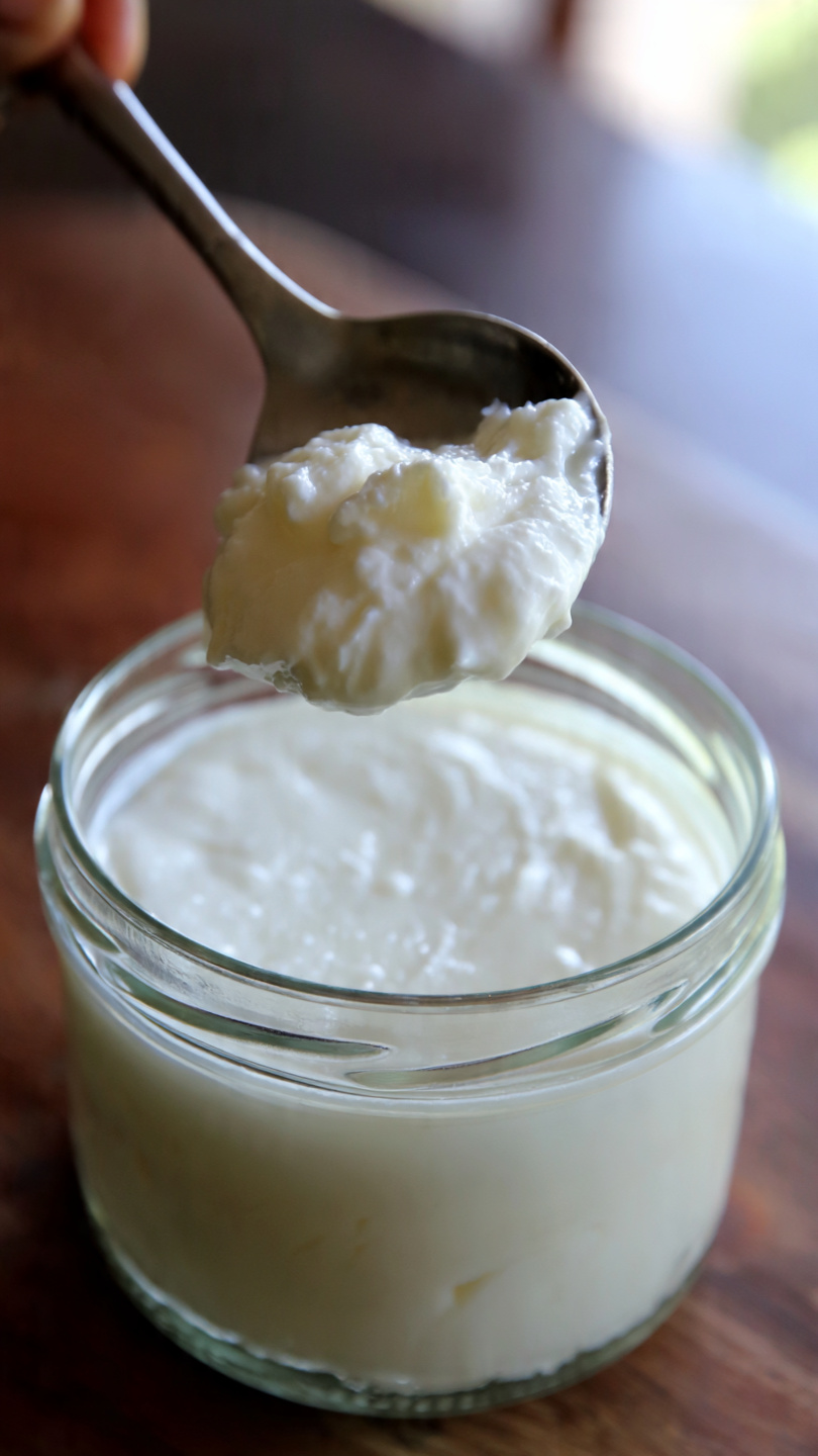 Finished yoghurt ready to eat