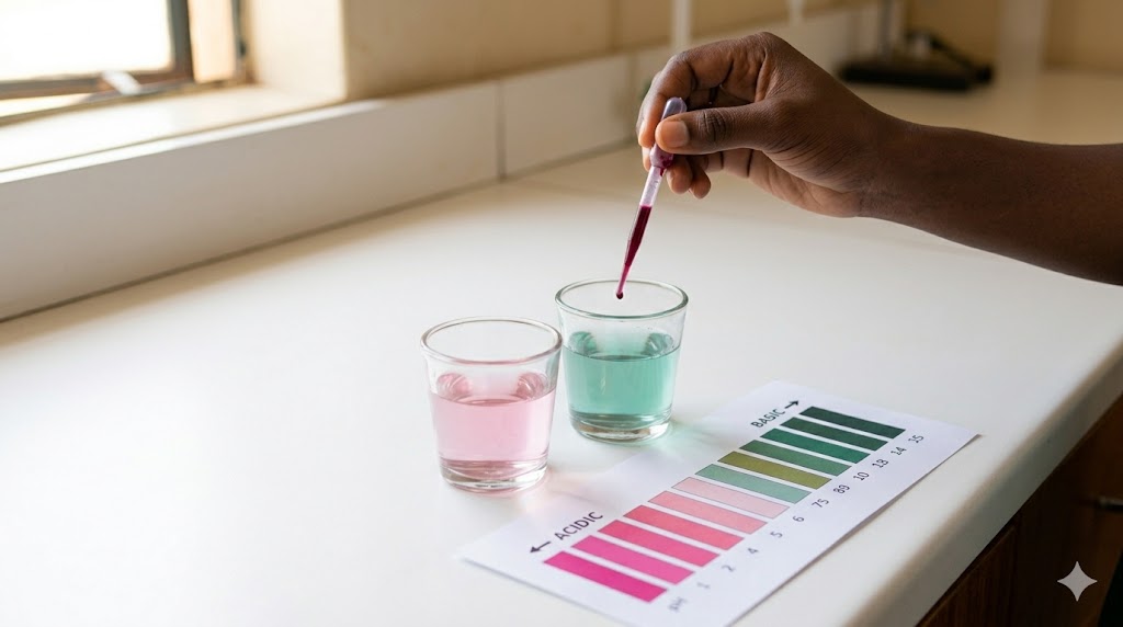 Comparing colour results of unknown samples against the colour reference chart
