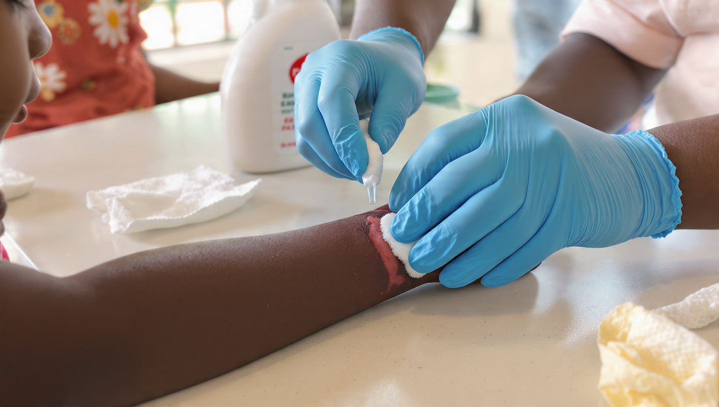 wound cleaning demonstration